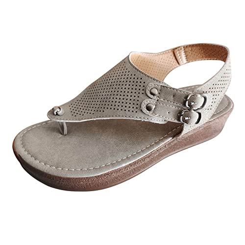 Damen Plateau Sandalen Sale Flip Flops Sandals Frauen Riemchen Schnalle Sandalette Aushöhlen Sandale Keilabsatz Sandal Rutschfeste Keilsandalen Outdoor Wanderschuhe für Sommer Lässige Slippers von WOXIHUAN