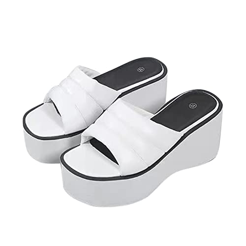 Damen Plateau Sandalen Sale Frauen Einzeiliger Satz Sandaletten Dicke Sohle Pantoletten Atmungsaktiv rutschfest Sandale Freizeit Hausschuhe mit Weiche Fußbett Sommer Bequem Elegant Sandalette von WOXIHUAN
