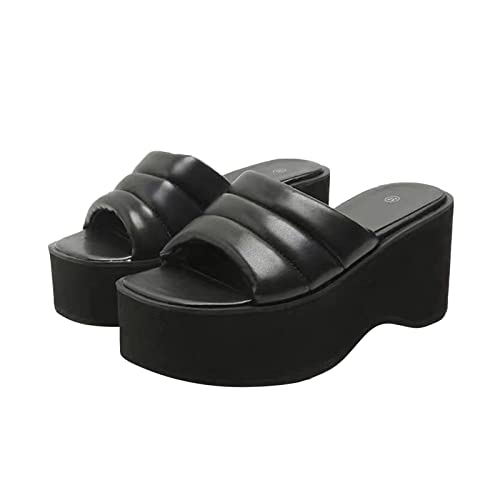Damen Plateau Sandalen Sale Frauen Einzeiliger Satz Sandaletten Dicke Sohle Pantoletten Atmungsaktiv rutschfest Sandale Freizeit Hausschuhe mit Weiche Fußbett Sommer Bequem Elegant Sandalette von WOXIHUAN
