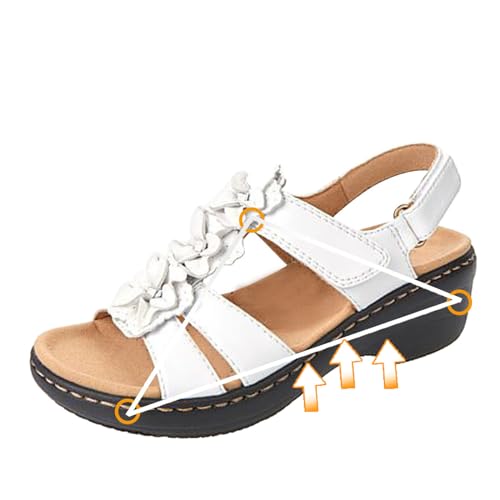 Damen Plateau Sandals Gekreuzte Riemen Sandalen Frauen Verstellbare mit Klettverschluss Sandalette Blumenstickerei Sandale Offene Zehe Sandal Vintage Sandaletten Sommer Bequeme Slippers Lässig Schuhe von WOXIHUAN