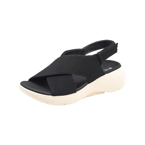 Damen Plateau Sandals Gekreuzte Riemen Sandalen Sports Sandalette Frauen Verstellbare mit Klettverschluss Sandal Dicke Sohle Sandaletten Rutschfeste Sandale Leichte Slippers Sommer Bequem Schuhe von WOXIHUAN