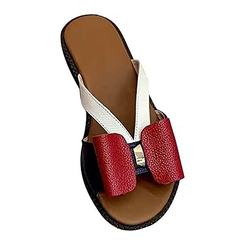 Damen Plateau Sandals Sale Bowknot Sandalen Frauen Low Heel Sandalette Rutschfeste Sandal Offene Zehe Sandale Atmungsaktiv Sandaletten Lässige Strandschuhe Elegant Sandals Sommer Bequem Hausschuhe von WOXIHUAN