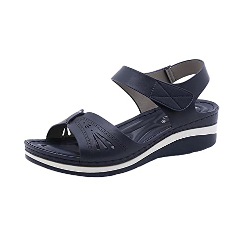 Damen Plateau Sandals Sale Vintage Sandalen Frauen Verstellbare mit Klettverschluss Sandalette Atmungsaktiv Sandaletten Weiche Sohle Sandale Rutschfeste Sandal Leichte Schuhe Sommer Bequem Slippers von WOXIHUAN