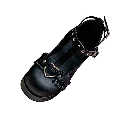 Damen Plattform Mary Janes Schuhe Sweet Toe Knöchel Lolita Gothic Plateau Kleid Pumps Schuhe Dicker Absatz Pumps Damen Schnalle Riemen Wohnungen Seicht Mund Japanisch Süß Lolita Prinzessin Sandalen von WOXIHUAN