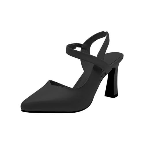 Damen Sandalen mit Absatz Elegant Blockabsatz Sandaletten Spitze Zehe Sandalette Chunky Heel Sandale Frauen Sommer Faux Leder mit Knöchelriemen Plattform Geschlossene Zehe Schuhe Pumps Sandals von WOXIHUAN