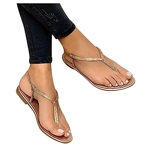 Damen Strass Riemen Sandalen Sale Glitzer Sandals Frauen Flip Flops Sandaletten Gummiband Slingback Sandale Elegant Flache Sandale Offene Zehe Sandalette rutschfeste Slippers Lässige Strandschuhe von WOXIHUAN
