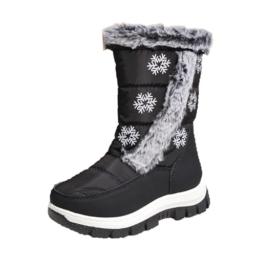 Fleece Schneestiefel Jungen Mädchen mit Warm Gefüttert Winterstiefel für Kinder Dicke Sohle Rutschfest Schuhe, Mittelere Stiefel mit Seitlichem Reißverschluss Combat Boots Bequeme Warm Winterstiefel von WOXIHUAN