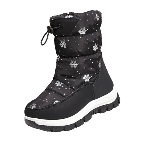 Fleece Schneestiefel Kinder, Langschaft Winterstiefel Warmfutter Wanderschuhe Jungen Mädchen Stiefel mit Seitlichem Reißverschluss Combat Boots Dicke Sohle Rutschfest Schuhe Warm Winterstiefel von WOXIHUAN