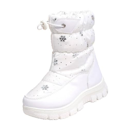 Fleece Schneestiefel Kinder, Langschaft Winterstiefel Warmfutter Wanderschuhe Jungen Mädchen Stiefel mit Seitlichem Reißverschluss Combat Boots Dicke Sohle Rutschfest Schuhe Warm Winterstiefel von WOXIHUAN