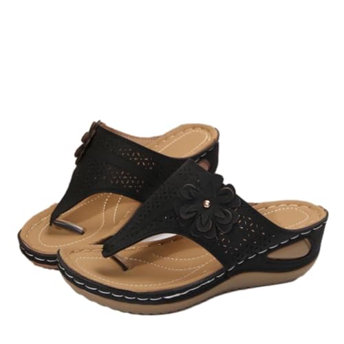 Flip Flops Damen Blumen Sandalen Leichte Orthopedische Sandaletten Plateau Sommerschuhe Offene Schuhe Sandalette Sommer Elegant Bequem Hausschuhe Dicke Sohle Outdoorsandale Rutschfeste Strandschuhe von WOXIHUAN