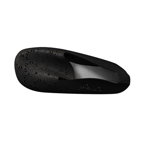 Geschlossene Sandalen Damen Flache Sandaletten mit Blumenschnitzerei Sandalette Hollow Hole Sandals Sommer Bequeme Atmungsaktiv Freizeitschuhe Weiche PU Leder Sommerschuhe Rutschfest Slippers von WOXIHUAN