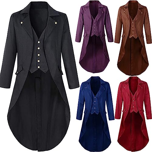 Gothic Frack Mantel Sale Herren Steampunk Strickjacke Mittelalter Kostüm Männer Viktorianisch Jacke Renaissance Kleidung Elegant Jacke Halloween Uniform Cosplay Smoking Kostüm Handsome Oberteile von WOXIHUAN