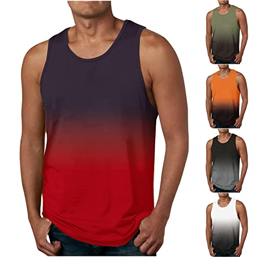 Herren Farbverlauf Tank Tops Male Rundhalsausschnitt Tanktop Männer Entspannt Lässig Ärmelloses T-Shirts Sommerhemd Casual T-Shirt Gym Ärmellos Tshirts Schnelltrocknend Atmungsaktives Sportshirt von WOXIHUAN