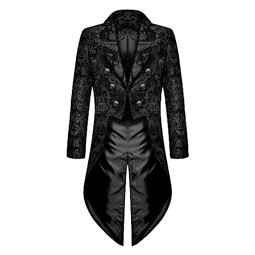 Herren Gotisch Steampunk Jacke Sale Mittelalter Zweireihige Gothic Frack Männer Mantel Smoking Men Viktorianischen Fasching Karneval Halloween Kostüm Karneval Party Nightclub Show Cosplay Kleidung von WOXIHUAN