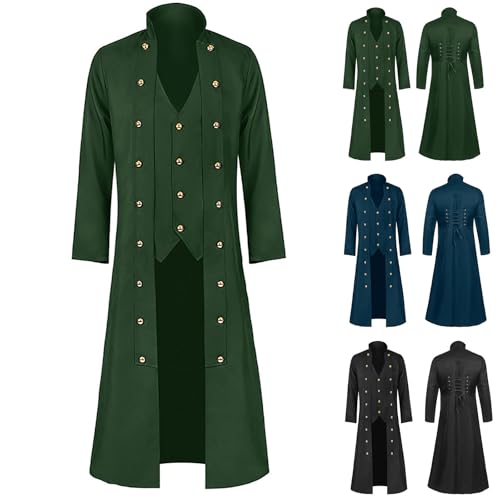 Herren Steampunk Mantel Sale Zweireihige Strickjacke Mäntel Gothic Kleidung Jacke Mittelalter Kostüm Männer Frack mit Knöpfen Vintage Punk Viktorianisch Gericht Gehrock Halloween Smoking Kostüme von WOXIHUAN