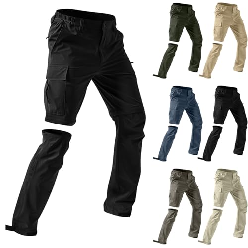 Herren Wanderhose Zip Off Trekkinghose Outdoorhose Atmungsaktiv Wasserdicht Softshellhose Entfernbar Schnell Trockend Outdoor Funktionshose mit Multi Taschen Jogginghose für Wandern,Fahrrad,arbeits von WOXIHUAN