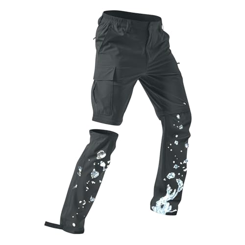 Herren Wanderhose Zip Off Trekkinghose Outdoorhose Atmungsaktiv Wasserdicht Softshellhose Entfernbar Schnell Trockend Outdoor Funktionshose mit Multi Taschen Jogginghose für Wandern,Fahrrad,arbeits von WOXIHUAN