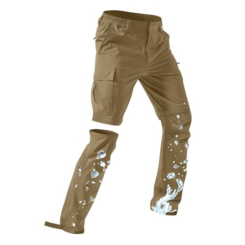 Herren Wanderhose Zip Off Trekkinghose Outdoorhose Atmungsaktiv Wasserdicht Softshellhose Entfernbar Schnell Trockend Outdoor Funktionshose mit Multi Taschen Jogginghose für Wandern,Fahrrad,arbeits von WOXIHUAN