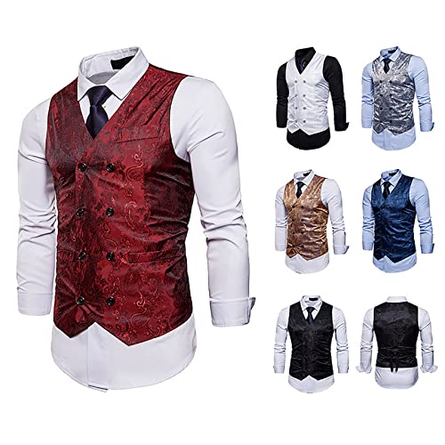 Herren Weste Sale Gotisch Steampunk Vest Mittelalter Zweireihige Westen mit Taschen Brokat Frack Tailcoat Mittelalter Kostüme Viktorianischen Mäntel Smoking Männer Halloween Kostüm Cosplay Kleidung von WOXIHUAN