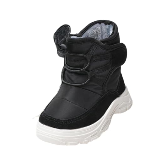 Kinder Schneestiefel mit Fleece- Warm Gefüttert Winterstiefel Jungen Mädchen Winterschuhe Snowboots Dicke Sohle Rutschfest Schuhe Mittelere Stiefel Bequem Trekking Wanderstiefel Combat Boots von WOXIHUAN