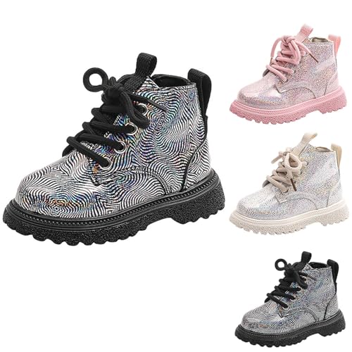 Mädchen Stiefel Kinder Stiefelschuhe Leder Mittelere Reitstiefel mit Seitlichem Reißverschluss Schnürstiefel Dicke Sohle Rutschfest Schuhe Elegant Stiefeletten Herbststiefel Winterstiefel für Schule von WOXIHUAN