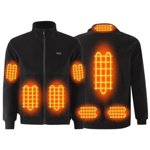Neu Beheizbare Jacke Herren Damen, Teddy-Fleece Beheizte Jacke mit 8 Heizzonen, 3 Einstellbar Temperaturfür Wärmejacke, USB Elektrische Heizjacke Winddicht Winterjacke für Motorrad Outdoor Skifahren von WOXIHUAN