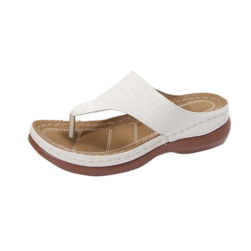 Orthopädische Sandalen Damen Sale, Flip Flops Damen Plateau Zehenabscheider Sandaletten mit Arch Support Strandsandaletten Lässige rutschfest Open Toe Römersandalen Sandalette Bequem Sommersandaletten von WOXIHUAN