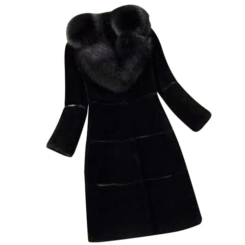 Pelzmantel Damen Lang Kunstpelz Mantel Kunstfell Fleecemantel Einfarbige Fellkragen Fellmantel Langarm Cardigan Pelzimitat-Mantel Faux Winterjacke Warm Flauschiger Kunstpelz Jacke Elegant Pelzjacke von WOXIHUAN