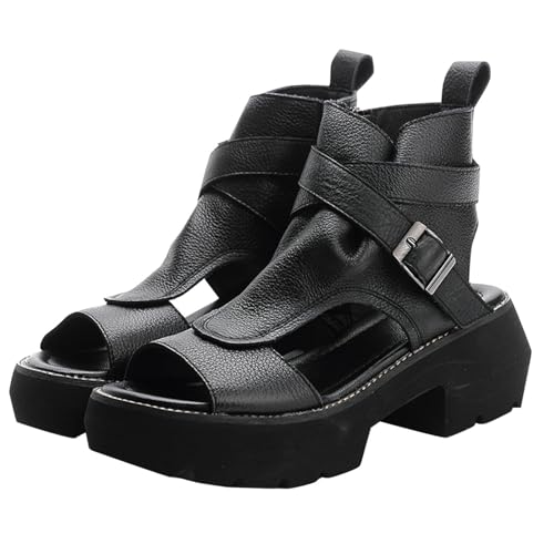 Plateau Sandalen Damen Sale, Chunky Heel Sandaletten Damen Fischmaul Offene Sommerschuhe PU Leder Sandals mit Verstellbare Riemen Sommerschuhe Sommer Elegant Plattform Sandalette Outdoorsandalen Plateau Sandalen Damen Sale, Chunky Heel Sandaletten Damen Fischmaul Offene Sommerschuhe PU Leder Sandals mit Verstellbare Riemen Sommerschuhe Sommer Elegant Plattform Sandalette Outdoorsandalen von WOXIHUAN