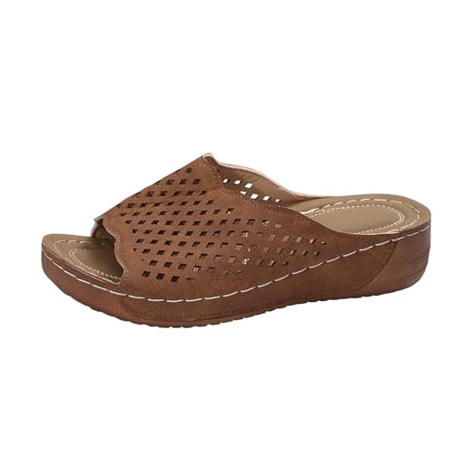 Plateau Schlappen Damen Sale Orthopädische Hausschuhe Damen Sandaletten mit Keilabsatz Sandalen Hollow Hole Sandalette Dicke Sohle Sommerschuhe Damenschuhe Pantoletten Rutschfestem Strandschuhe von WOXIHUAN