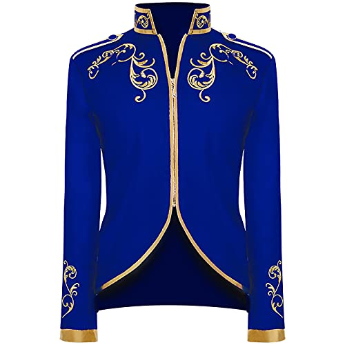 Prinz Kostüm Herren Phnom Penh Stickerei Gothic Blazer Herren Jacke Steampunk Mantel mit Reißverschlüsse Mäntel Viktorianisches Palast Anzüge Mittelalter Kleidung für Halloween Kostüm Cosplay Kostüme von WOXIHUAN