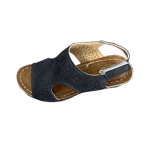 Sandalen Damen mit Absatz Sandaletten Sommer Elegant Sommerschuhe Slingback Sandale mit Verstellbare Klettverschluss Sandals Chunky Heel Sandalette Fischmaul Peep Toe Slipper Outdoor Freizeitschuhe von WOXIHUAN