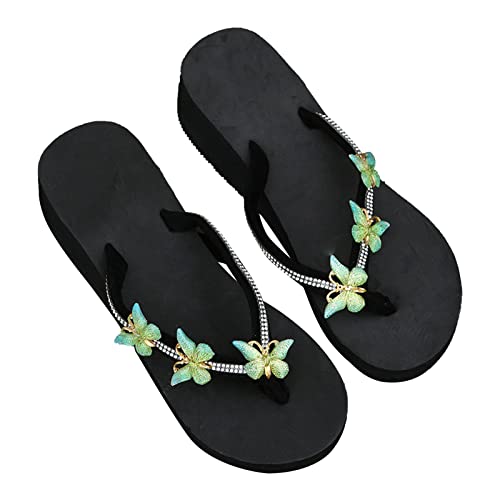 Schmetterling Flip Flops Damen Flache Zehenabscheider Badelatschen Plateau Sandalen für Damen Bequem Weiche Sohle Sliders Sommer Slip On Sommerschuhe Schlappen Gartenschuhe Duschlatschen Strandschuhe von WOXIHUAN