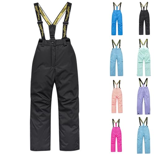 Schneehose Skihose Kinder Warme Dicke Snowboardhose mit Einstellbar Hosenträgern Wanderhose für Jungen Mädchen Wasserdicht Winddicht Softshellhose Outdoorhose Winter Trekkinghose für Skiurlaub von WOXIHUAN