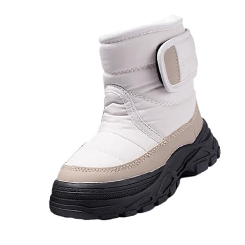 Schneestiefel Kinder mit Warm Gefütterte, Fleece Winterstiefel Jungen Mädchen Dicke Sohle Rutschfest Schuhe Schneeschuhe Mittelere Stiefel Baumwollschuhe Bequem Winterschuhe Trekking Wanderstiefel von WOXIHUAN