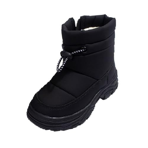 Schneestiefel Mädchen Jungen, Winterstiefel Kinder mit Warm Gefüttert Mittelere Stiefel mit Seitlichem Reißverschluss, Dicke Sohle Rutschfest Schuhe Baumwollschuhe Bequem Trekking Wanderstiefel von WOXIHUAN
