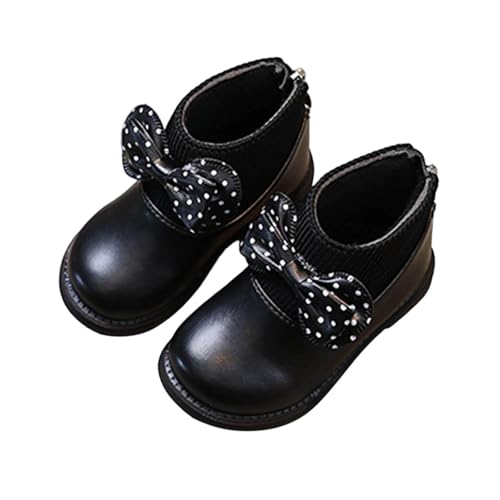 Schuhe Mädchen mit Warm Gefüttert, Süß Boots Mädchen mit Fliege, Leder Reitstiefel mit Reißverschluss Stiefelschuhe Wasserdichte Stiefelette Rutschfest Schuhe Herbststiefel Winterstiefel für Freizeit von WOXIHUAN