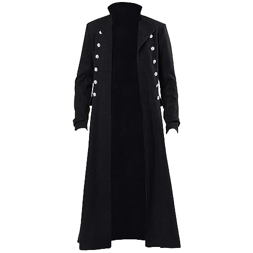 Steampunk Herren Mantel Gothic Frack Männer Zweireihiger Strickjack Men Jacke Punk Mäntel Umlegekragen Langarm Mantel Mittelalter Lange Mäntel Halloween Kostüm Karneval Party Cosplay Kleidung von WOXIHUAN