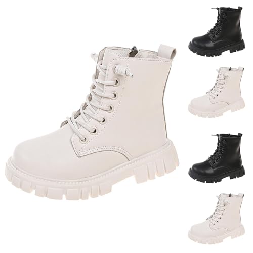 Stiefel Mädchen, Boots Mädchen mit Seitlichem Reißverschluss Stiefeletten für Kinder Elegant Mittelere Stiefel Profilsohle Stiefeletten Dicke Sohle Rutschfest Schuhe Wasserdicht Winterstiefel von WOXIHUAN