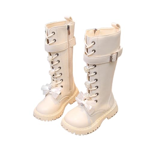 Stiefel Mädchen, Elegante Lange Boots Mädchen mit Seitlichem Reißverschluss und Schnalle Schnürstiefel mit Fliege Reitstiefel PU Leder Stiefeletten Profilsohle Winterstiefel Rutschfest Schuhe Stiefel Mädchen, Elegante Lange Boots Mädchen mit Seitlichem Reißverschluss und Schnalle Schnürstiefel mit Fliege Reitstiefel PU Leder Stiefeletten Profilsohle Winterstiefel Rutschfest Schuhe von WOXIHUAN