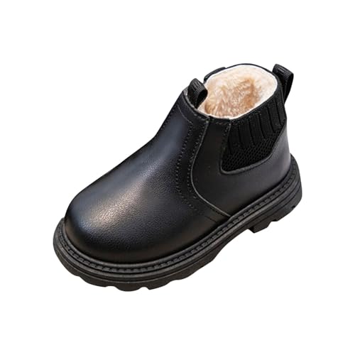 Stiefel Mädchen, Warm Gefüttert Winterstiefel PU Leder Boots Mädchen mit Seitlichem Reißverschluss Schneestiefel Bequeme Stiefel Profilsohle Stiefeletten Rutschfest Schuhe Wasserdicht Winterschuhe von WOXIHUAN