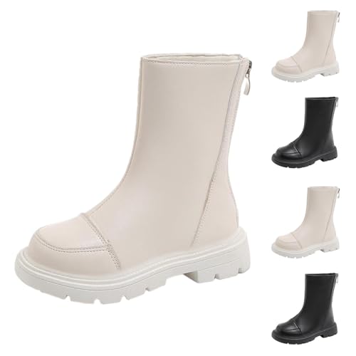 Stiefel Mädchen Langschaft, Leder Boots Mädchen Wasserdichte Stiefelette Kinder Reitstiefel mit Seitlichem Reißverschluss Stiefelschuhe Dicke Sohle Rutschfest Schuhe Herbststiefel Winterstiefel von WOXIHUAN