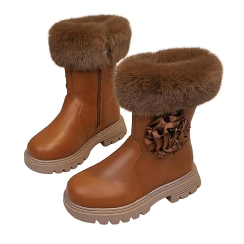 Stiefel Mädchen mit Kunstpelz Mittelere Stiefel, Boots Mädchen mit Blume Stiefeletten mit Seitlichem Reißverschluss Schnürstiefel Leder Reitstiefel Profilsohle Rutschfest Schuhe Warm Winterstiefel Stiefel Mädchen mit Kunstpelz Mittelere Stiefel, Boots Mädchen mit Blume Stiefeletten mit Seitlichem Reißverschluss Schnürstiefel Leder Reitstiefel Profilsohle Rutschfest Schuhe Warm Winterstiefel von WOXIHUAN