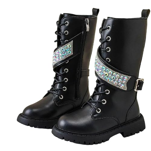 Stiefel Mädchen mit Strass Pailletten Boots Mädchen Langschaft Stiefel Kniehohe Reitstiefel mit Seitlichem Reißverschluss Schnürstiefel PU Leder Schuhe Winterstiefel Herbststiefel für Schule Party Stiefel Mädchen mit Strass Pailletten Boots Mädchen Langschaft Stiefel Kniehohe Reitstiefel mit Seitlichem Reißverschluss Schnürstiefel PU Leder Schuhe Winterstiefel Herbststiefel für Schule Party von WOXIHUAN