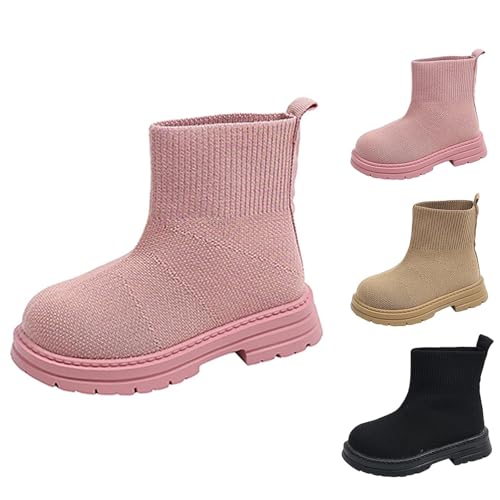 Stricken Stiefel Mädchen, Stiefeletten Mädchen Bequem Reitstiefel Profilsohle Mittelere Stiefel Dicke Sohle Rutschfest Schuhe Elegant Herbststiefel Winterstiefel Freizeit Kinderschuhe für Party Schule von WOXIHUAN