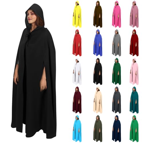 Umhang mit Kapuze Sale für Herren Damen Mittelalter Gothic Cape Mantel Viktorianisches Hexenumhang Zauberer Poncho Renaissance Kapuzenumhang Kleidung Cape für Erwachsene Halloween Karneval Kostüm von WOXIHUAN