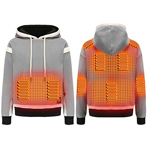 WOXIHUAN Beheizbare Pullover Herren Langarm Baumwolle Beheizte Kapuzenpullover USB Elektrisch Beheizbare Sweatershirt mit Kapuze Erwachsene Bluse Tops Mantel mit 3 Stufen Temperatur von WOXIHUAN