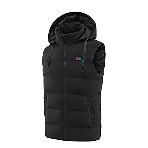 WOXIHUAN Beheizbare Weste Damen Herren Heizweste mit Kapuze Elektrische USB Wärmeweste Winter Beheizte Weste Ärmellose Winterjacke Beheizbare Jacke für Outdoor Motorrad Camping von WOXIHUAN