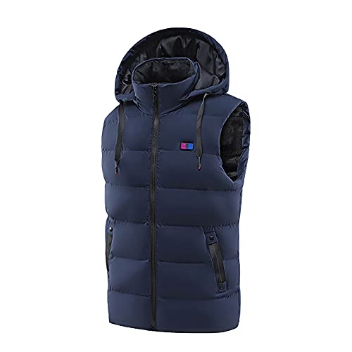 WOXIHUAN Beheizbare Weste Damen Herren Heizweste mit Kapuze Elektrische USB Wärmeweste Winter Beheizte Weste Ärmellose Winterjacke Beheizbare Jacke für Outdoor Motorrad Camping von WOXIHUAN