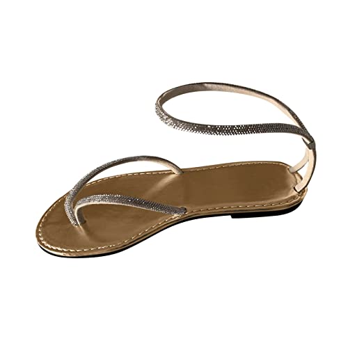 WOXIHUAN Damen Flip Flops Sandalen Sale Strass Sandals Sandaletten mit Kreuz Knöchelriemen Frauen Flache Sandal Offene Zehe Sandale Atmungsaktiv Sandalette Rutschfeste Hausschuhe Leichte Strandschuhe von WOXIHUAN